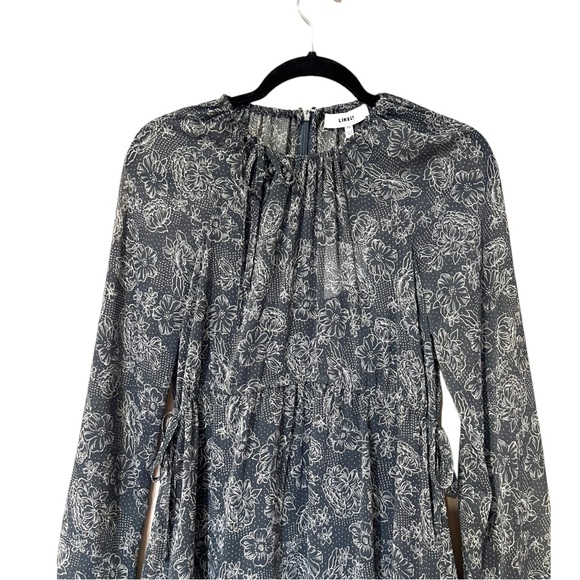 Likely Hanner Print Drawstring Waist Long Sleeve Dress in Charcoal (00) - Picture 8 of 13